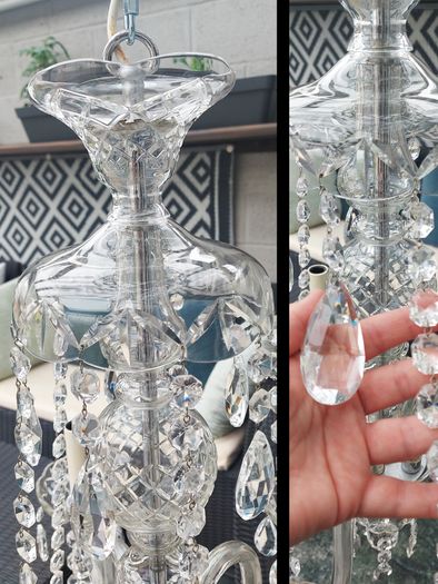 Large Vintage Preciosa Bohemian Crystal Chandelier, 5 Arm