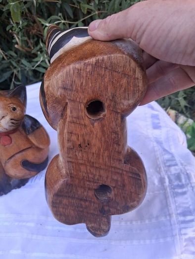 3 X Art Deco Handpainted Hardwood Cats