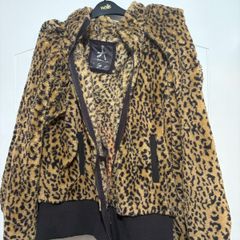 Leopard print jacket with built in scarf