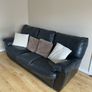 Black Leather Sofa with Recliner Back Image 3
