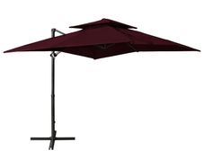 Cantilever Umbrella with Double Top 250x250 cm Bordeaux Red