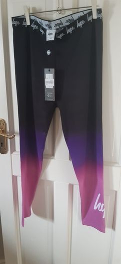 Hype Leggings NEW Black with purple tie dye Age 16 years