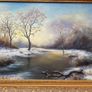 Vintage Framed Oil Painting Winter Landscape (Ornate Gilt Frame) Image 7