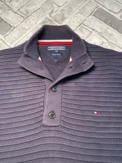 Tommy Hilfiger Mens Half Button-Down Navy Collared Jumper Size 2XL