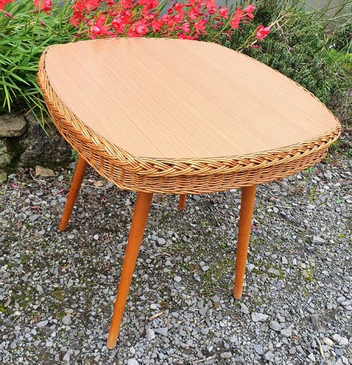 Very Rare Mid Century Wicker Table