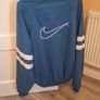 Nike Navy and White Striped Sleeves Windbreaker Jacket Image 3