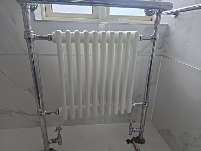 Vintage Cast Iron Towel Radiator with Chrome Frame  Traditional Style