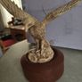 Varnished Resin Golden Eagle Figurine On Wooden Round Plinth. Image 4