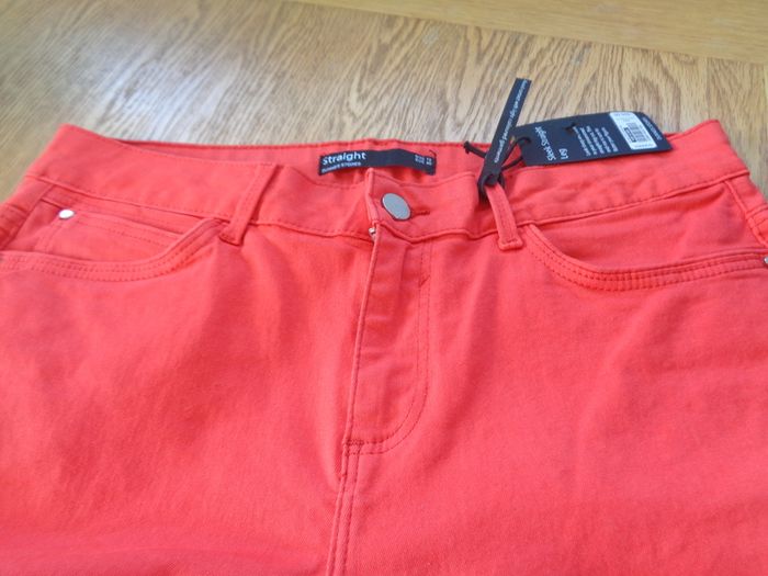 Ladies Red Straight Leg Jeans for Sale