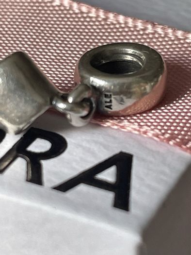 Pandora charm baby boy boot 14k gold and blue Cz