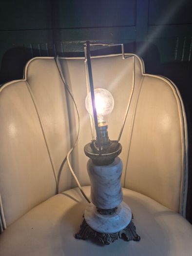 Mid Century Vintage Retro Marble gold ornate metal lamp base