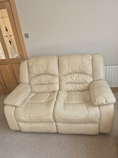 Cream Leather Sofa