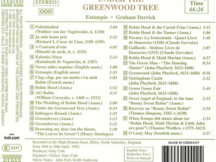 Under The Greenwood Tree. CD. Free Postage!