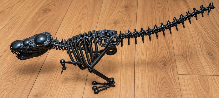 Unique Handcrafted Steel Dinosaur Sculpture, Statement Piece