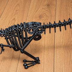 Unique Handcrafted Steel Dinosaur Sculpture, Statement Piece