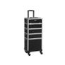 Rolling Makeup Case with Wheels Lockable Beauty Trolley Cosmetic Storage Case Black Image 2