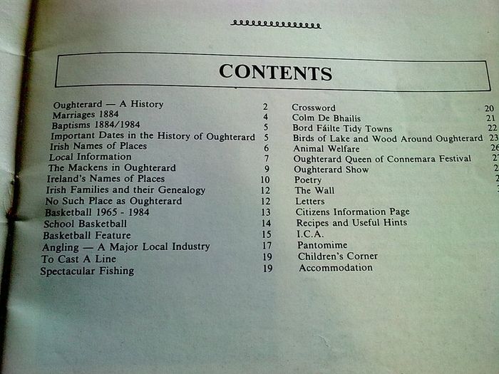 Oughterard Kilcummin Journal Summer 1984. Galway