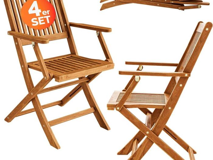 5 Piece Acacia Wood Garden Furniture Set Folding Table and 4 Chairs