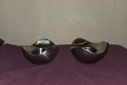 Vintage Georg Jensen Denmark Pair of Stainless Steel "Bloom" Tealight holders