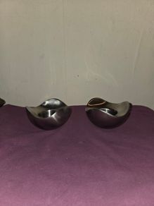 Vintage Georg Jensen Denmark Pair of Stainless Steel "Bloom" Tealight holders