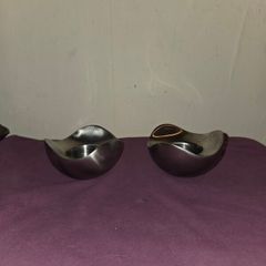 Vintage Georg Jensen Denmark Pair of Stainless Steel "Bloom" Tealight holders
