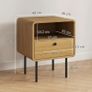 Narrow bedside table side table open compartment and 1 drawer steel legs 40 x 36 x 50 cm, oak effect Image 2