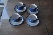 Denby Imperial Blue Vups &amp; Saucers x 4
