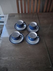 Denby Imperial Blue Vups & Saucers x 4