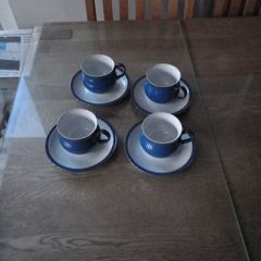 Denby Imperial Blue Vups & Saucers x 4