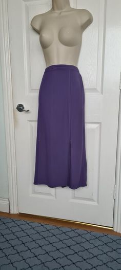 Brand New M&S Purple Blueberry Straight Skirt Front Splits Size 8r