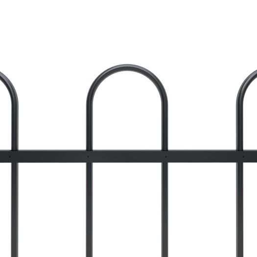 Garden Fence with Hoop Top Steel 13.6x1 m Black