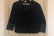 Black 3/4 sleeve jacket with leather cuff detail