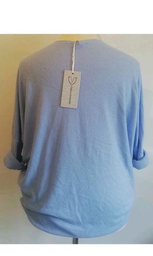 Carla Giannini Angora Wool Jumper Light Blue Heart Star One Size NWT Italy