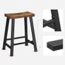 _Set of 2 Bar Stools with Curved Seat Kitchen Dining Room Study Industrial Design 46.2 x 33 x 60 cm Vintage Brown/Black Image 5