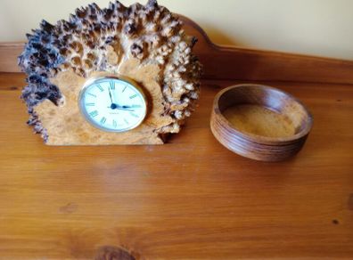 Woodturning Hand made mantle clock / REDUCED FOR QUICK SALE!!