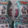 Pair of   Chinese Porcelain Turquoise vase shaped wall pocket early 20th century Image 5