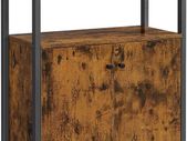 _Sideboard, kitchen cabinet, side cabinet with shelf, bathroom cabinet, steel frame, for dining room, kitchen, living room, entrance area and bedroom, vintage brown-black