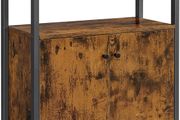 _Sideboard, kitchen cabinet, side cabinet with shelf, bathroom cabinet, steel frame, for dining room, kitchen, living room, entrance area and bedroom, vintage brown-black