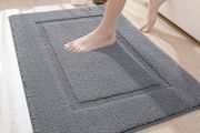 MULTIPLE SIZES/COLOURS AVAILABLE 40 x 60 cm, Non Slip Bathroom Mat, Soft Microfiber and Super Absorbent Bath Mats for Bathroom, Machine-Washable Bathroom Rug, Grey