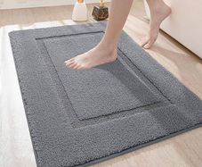 MULTIPLE SIZES/COLOURS AVAILABLE 40 x 60 cm, Non Slip Bathroom Mat, Soft Microfiber and Super Absorbent Bath Mats for Bathroom, Machine-Washable Bathroom Rug, Grey
