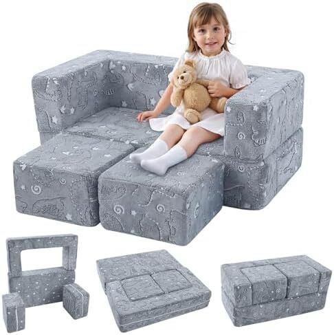 Kids Sofa Bed Toddler Armchair Couch, Glow Dinosaur