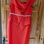 Orange Belted Peplum Bardot Dress Image 3
