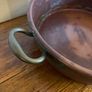 Beautiful large antique solid copper flat-bottom pan with riveted brass handles. Image 2