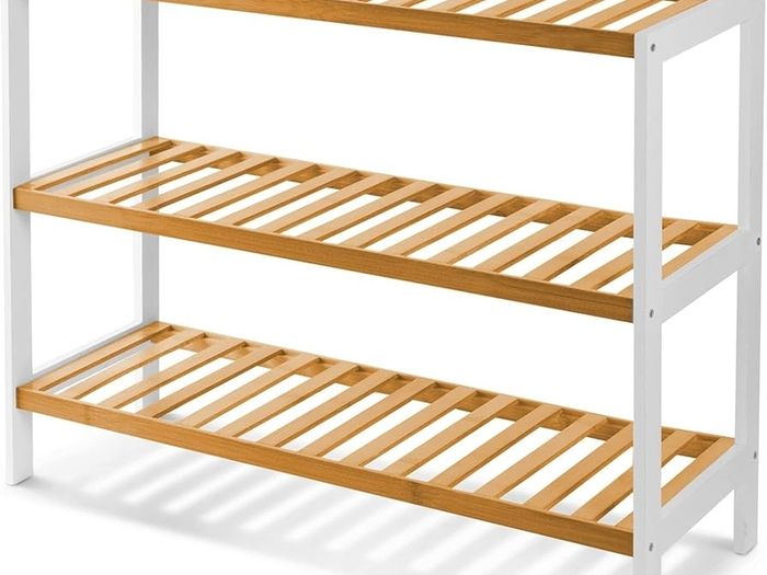 3 Tier Natural Bamboo Shoe Rack Easy Assembly & Strong Design Stand Shelf Organiser Ideal for Corridor,Bedroom,Bathroom,Hallway & Small Spaces Large Capacity Up to 9 Pairs of Shoes(55x70x25cm)