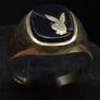 Vintage 9ct Gold Playboy Bunny Signet Ring Fully Hallmarked London Size 63 Image 2