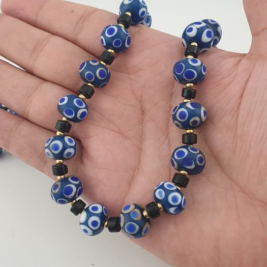 Antique Venetian Style Thousand Eyes Glass Beaded Necklace