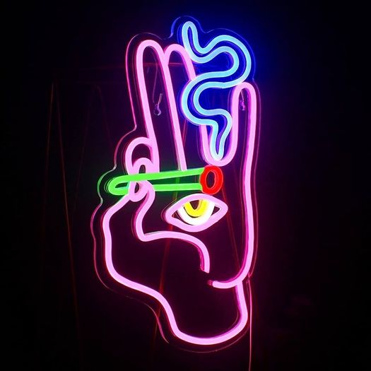 Hand Eye Neon Sign Pink Hand Neon Light for Wall Decor Led Evil Eye Neon Sign USB Man Cave Neon Light Sign for Bedroom Game Room Kids Room Decor Home Bar