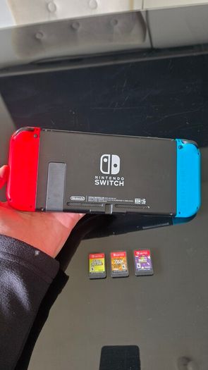 Nintendo Switch Bundle with Zelda & 2 Mario Games + Case | Excellent Condition