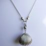 Vintage Sterling Silver 925 Shell with pearl,  Sterling Silver Sea Shell Snake Necklace length 19" - 10,7g Image 2