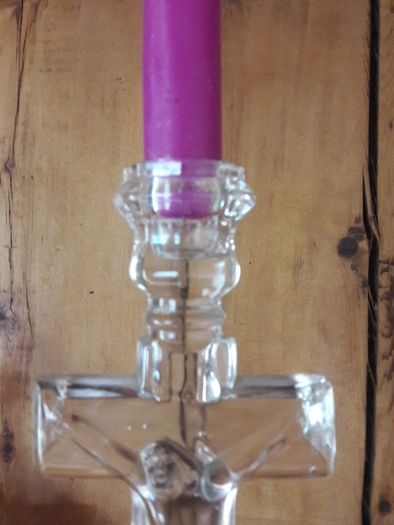 glass crucifix candleholder religious